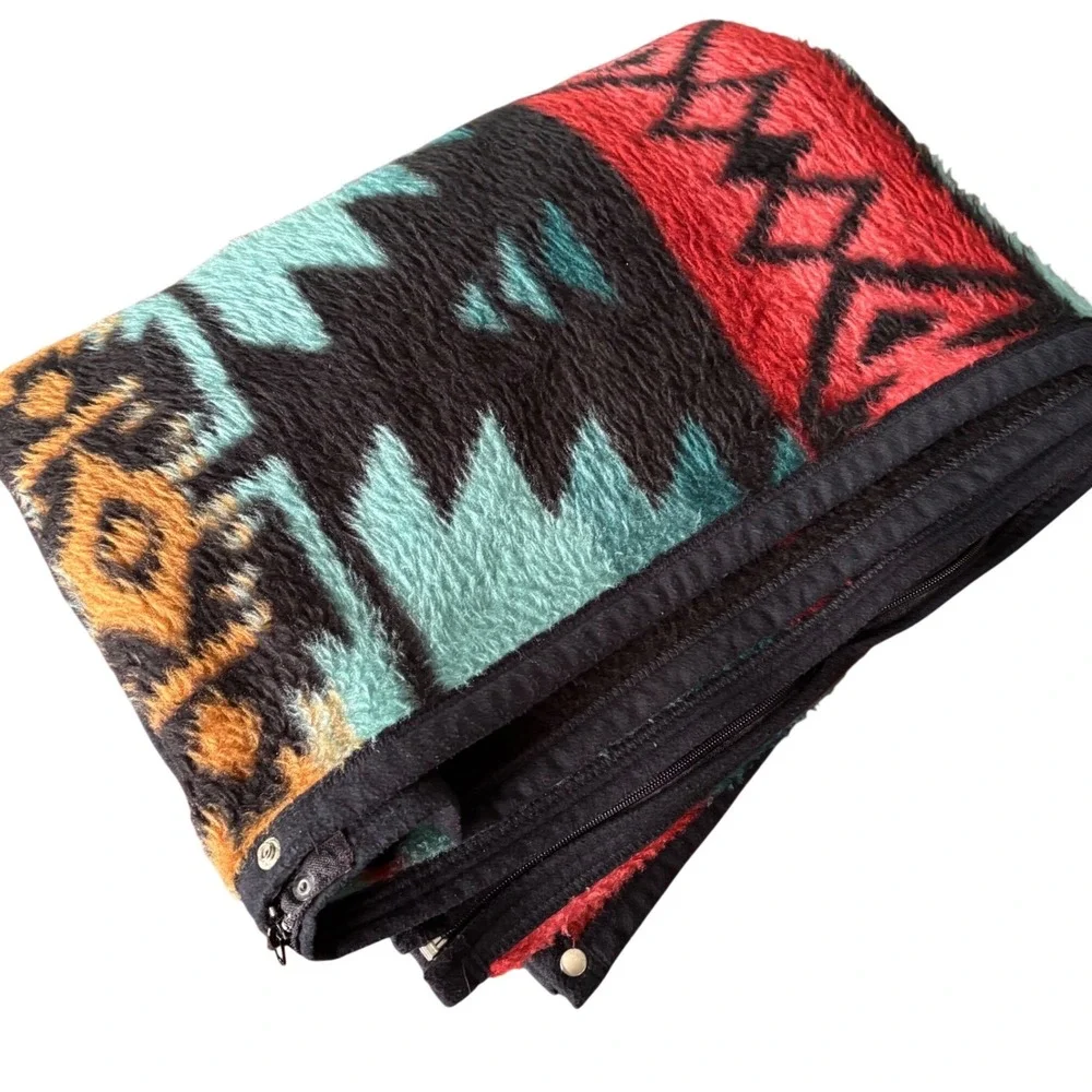 Biederlack Vintage Southwestern Wearable Zipper Snap Blanket Poncho | USA Made